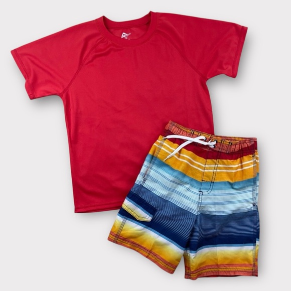 Kanu Surf Boys Rash Guard & Swim Trunks Set – Size 10 Top (New), Size 8 Bottoms - Picture 1 of 4